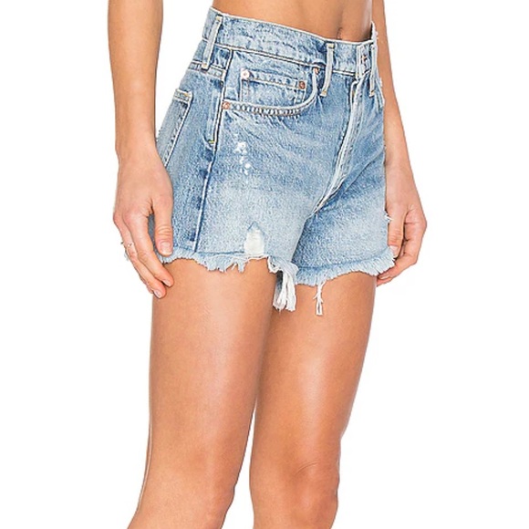 AGOLDE Parker Vintage Cut Off Short / Shorts Swapmeet Light Wash Jean Distressed - Picture 11 of 16